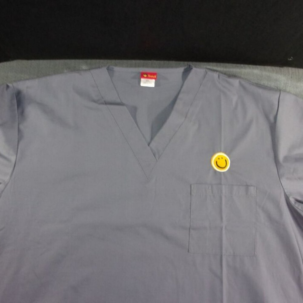 sz3X-LARGE SALUS BATTLESHIP GRAY GREY HOSPITAL PULLOVER SCRUB TOP SHIRT 2 POCKET - Picture 10 of 10